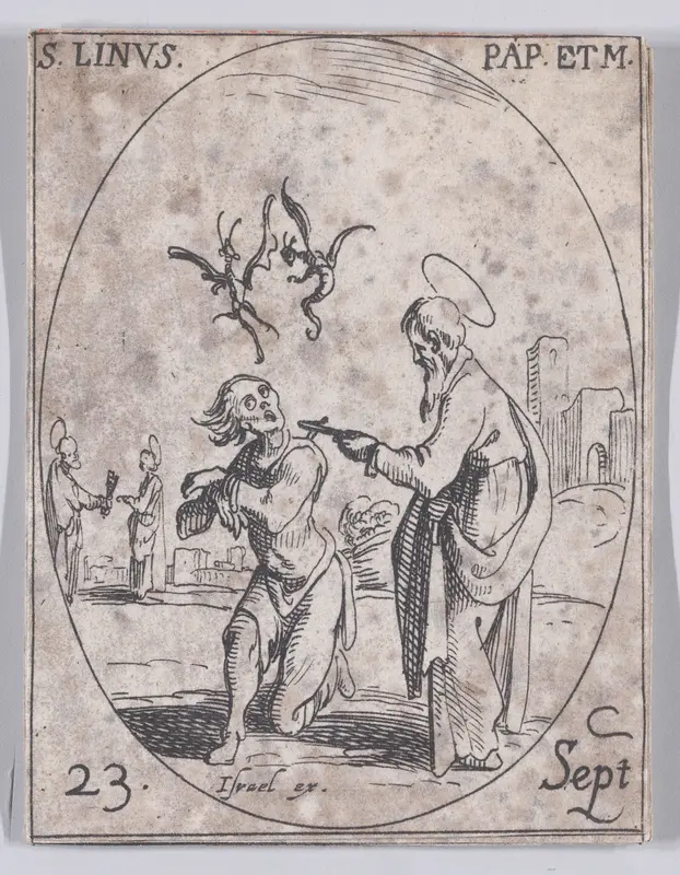 S. Lin, pape (St. Linus, Pope), September 23rd, from "Les Images De Tous Les Saincts et Saintes de L'Année" (Images of All of the Saints and Religious Events of the Year) Wall Art by Jacques Callot - High-Resolution Digital Print