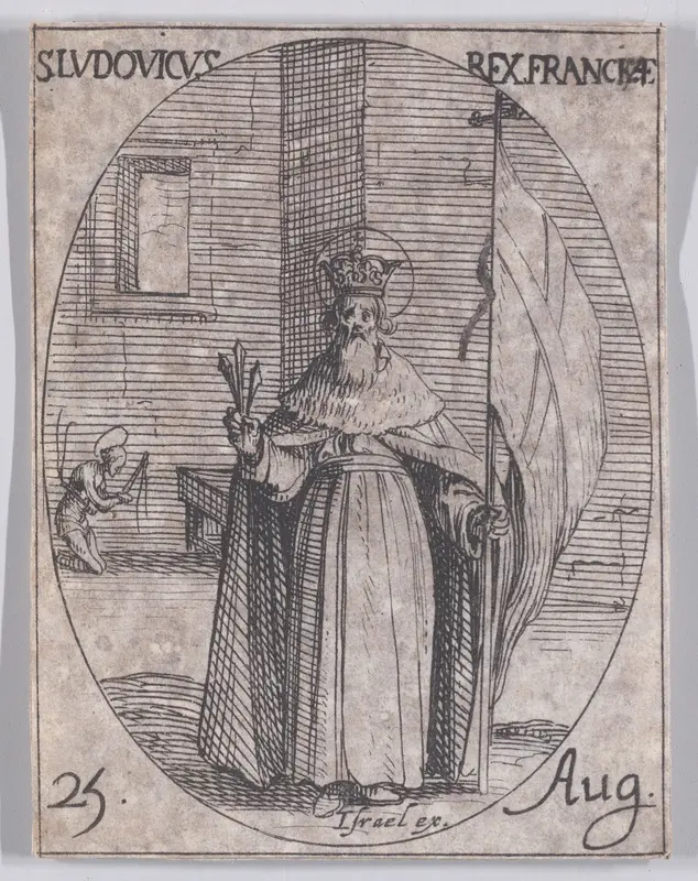 S. Louis, Roi de France (St. Louis, King of France), August 25th, from "Les Images De Tous Les Saincts et Saintes de L'Année" (Images of All of the Saints and Religious Events of the Year) Wall Art by Jacques Callot - High-Resolution Digital Print