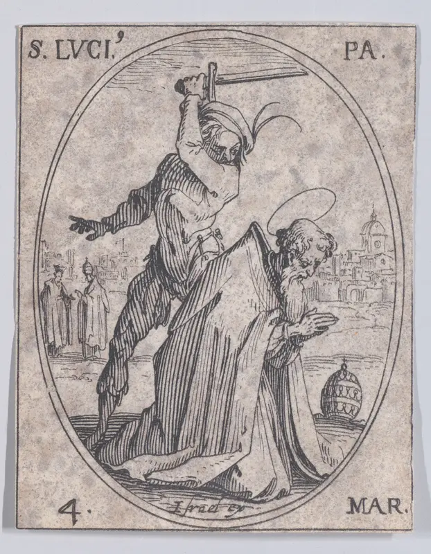S. Lucius, pape (St. Lucius, Pope), March 4th, from "Les Images De Tous Les Saincts et Saintes de L'Année" (Images of All of the Saints and Religious Events of the Year) Wall Art by Jacques Callot - High-Resolution Digital Print