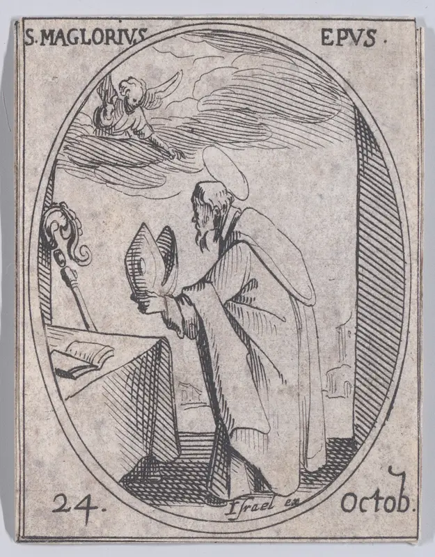 S. Magloire, évêque (St. Maglorius, Bishop), October 24th, from "Les Images De Tous Les Saincts et Saintes de L'Année" (Images of All of the Saints and Religious Events of the Year) Wall Art by Jacques Callot - High-Resolution Digital Print