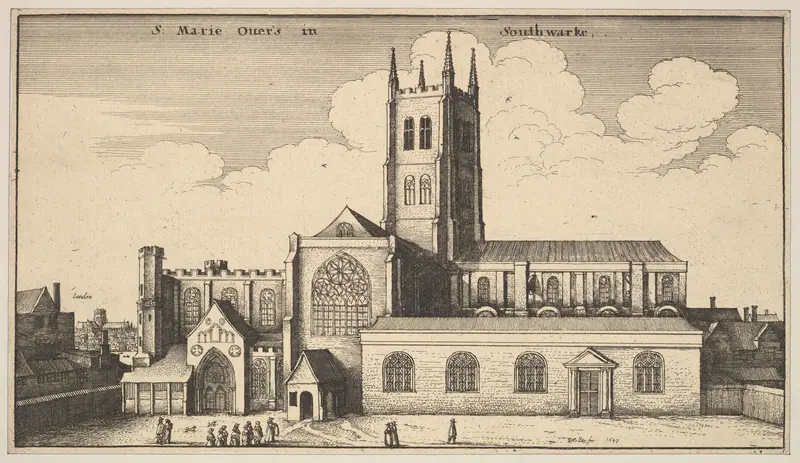 S. Marie Overs in Southwarke (St. Mary Overy, now Southwark Cathedral) Wall Art by Wenceslaus Hollar - High-Resolution Digital Print