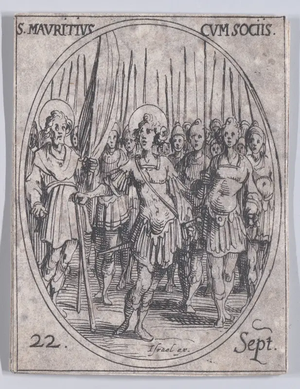 S. Maurice et Ses Compagnons (St. Maurice and His Companions), September 22nd, from "Les Images De Tous Les Saincts et Saintes de L'Année" (Images of All of the Saints and Religious Events of the Year) Wall Art by Jacques Callot - High-Resolution Digital Print