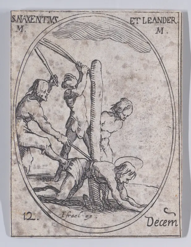 S. Maxence et S. Léandre (St. Maxentius and St. Leander), December 12th, from "Les Images De Tous Les Saincts et Saintes de L'Année" (Images of All of the Saints and Religious Events of the Year) Wall Art by Jacques Callot - High-Resolution Digital Print
