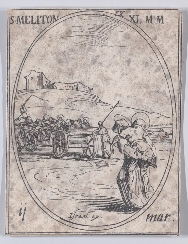 S. Meliton et Ses Compagnons (St. Meliton and His Companions), March 11th, from "Les Images De Tous Les Saincts et Saintes de L'Année" (Images of All of the Saints and Religious Events of the Year) Wall Art by Jacques Callot - High-Resolution Digital Print