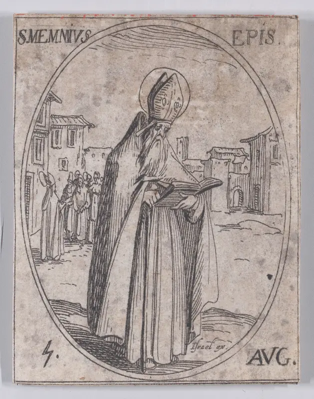 S. Memmie, évêque (St. Memmius, Bishop), August 5th, from "Les Images De Tous Les Saincts et Saintes de L'Année" (Images of All of the Saints and Religious Events of the Year) Wall Art by Jacques Callot - High-Resolution Digital Print
