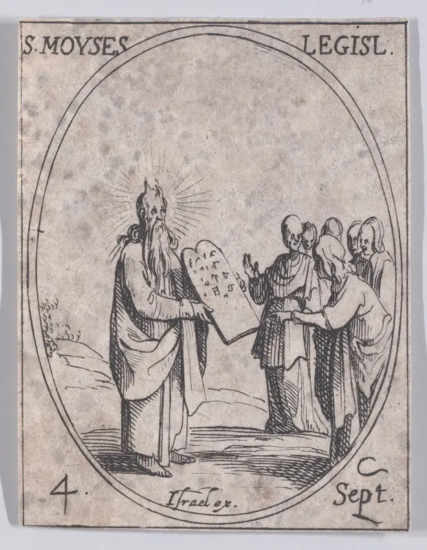 S. Moïse, législateur (St. Moses, Legislator), September 4th, from "Les Images De Tous Les Saincts et Saintes de L'Année" (Images of All of the Saints and Religious Events of the Year) Wall Art by Jacques Callot - High-Resolution Digital Print