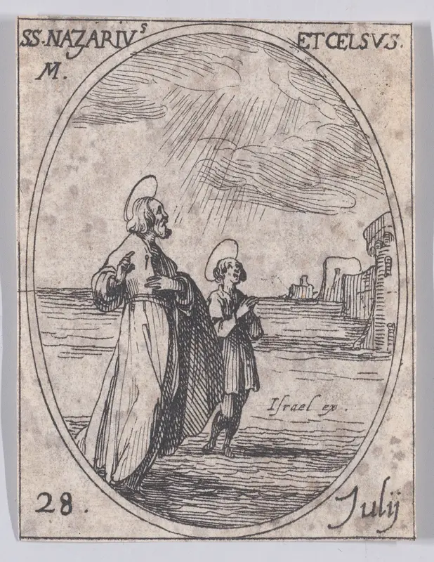 S. Nazaire et S. Celse (St. Nazarius and St. Celsus), July 28th, from "Les Images De Tous Les Saincts et Saintes de L'Année" (Images of All of the Saints and Religious Events of the Year) Wall Art by Jacques Callot - High-Resolution Digital Print