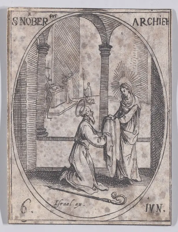 S. Norbert, archevêque (St. Norbert, Archbishop), June 6th, from "Les Images De Tous Les Saincts et Saintes de L'Année" (Images of All of the Saints and Religious Events of the Year) Wall Art by Jacques Callot - High-Resolution Digital Print