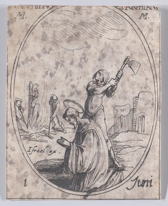 S. Pamphile et S. Porphyre, martyrs (St. Pamphilus and St. Porphyrius, Martyrs), June 1st, from "Les Images De Tous Les Saincts et Saintes de L'Année" (Images of All of the Saints and Religious Events of the Year) Wall Art by Jacques Callot - High-Resolution Digital Print