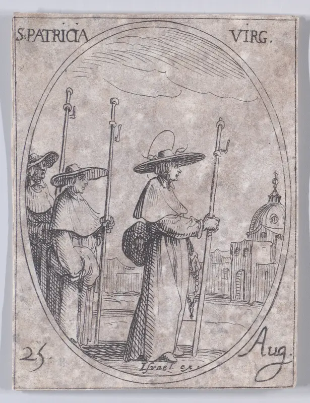 S. Patrice, vierge (St. Patricia, Virgin), August 25th, from "Les Images De Tous Les Saincts et Saintes de L'Année" (Images of All of the Saints and Religious Events of the Year) Wall Art by Jacques Callot - High-Resolution Digital Print