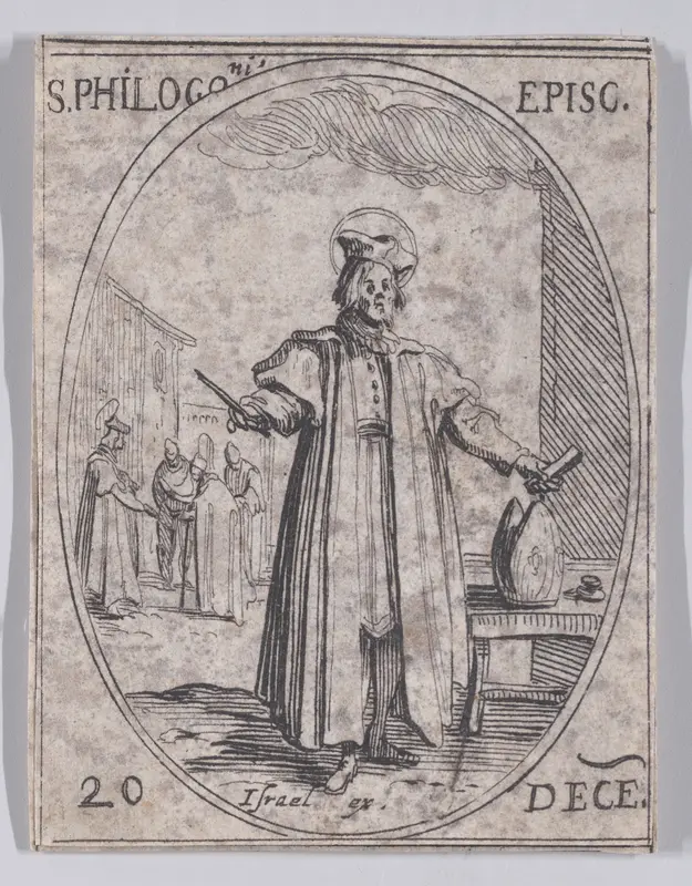 S. Philogone, évêque (St. Philogonius, Bishop), December 20th, from "Les Images De Tous Les Saincts et Saintes de L'Année" (Images of All of the Saints and Religious Events of the Year) Wall Art by Jacques Callot - High-Resolution Digital Print