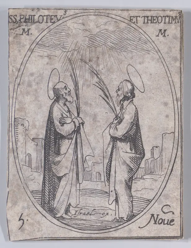 S. Philotée et S. Théotime (St. Philoteus and St. Theotimus), November 6th, from "Les Images De Tous Les Saincts et Saintes de L'Année" (Images of All of the Saints and Religious Events of the Year) Wall Art by Jacques Callot - High-Resolution Digital Print