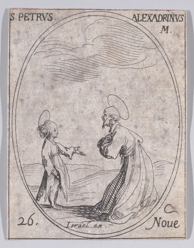 S. Pierre d'Alexandrie (St. Peter of Alexandria), November 26th, from "Les Images De Tous Les Saincts et Saintes de L'Année" (Images of All of the Saints and Religious Events of the Year) Wall Art by Jacques Callot - High-Resolution Digital Print