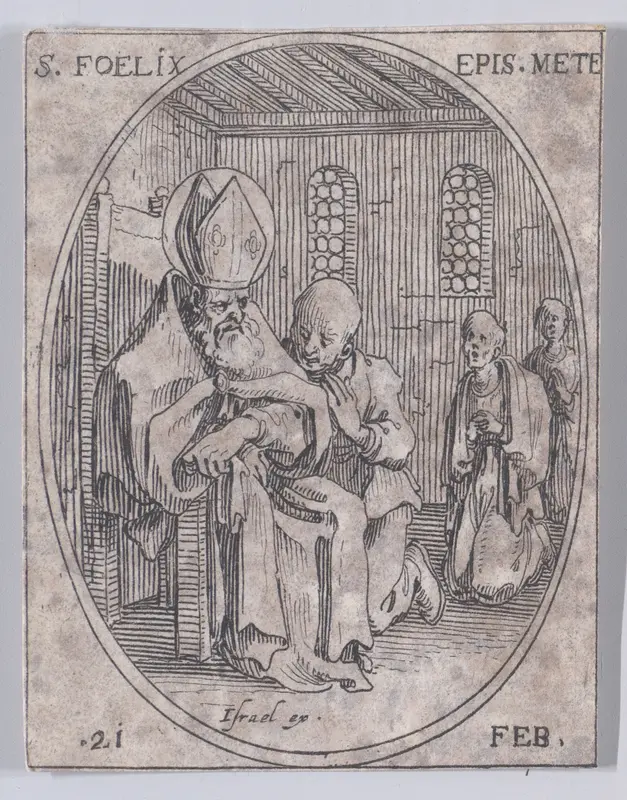 S. Polycarpe (St. Polycarp), February 23rd, from "Les Images De Tous Les Saincts et Saintes de L'Année" (Images of All of the Saints and Religious Events of the Year) Wall Art by Jacques Callot - High-Resolution Digital Print