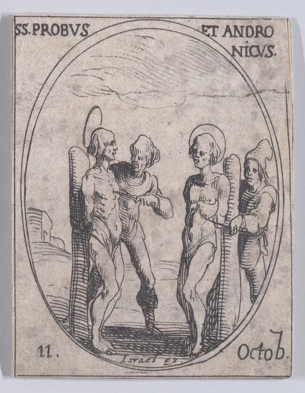 S. Probe et S. Andronique (St. Probus and St. Andronicus), October 11th, from "Les Images De Tous Les Saincts et Saintes de L'Année" (Images of All of the Saints and Religious Events of the Year) Wall Art by Jacques Callot - High-Resolution Digital Print