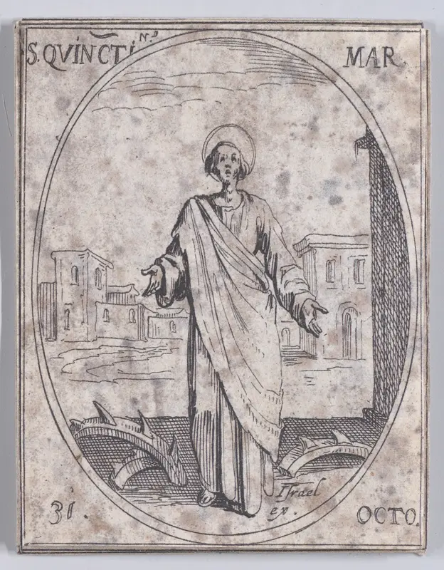 S. Quentin, martyr (St. Quintinus, Martyr), October 31st, from "Les Images De Tous Les Saincts et Saintes de L'Année" (Images of All of the Saints and Religious Events of the Year) Wall Art by Jacques Callot - High-Resolution Digital Print