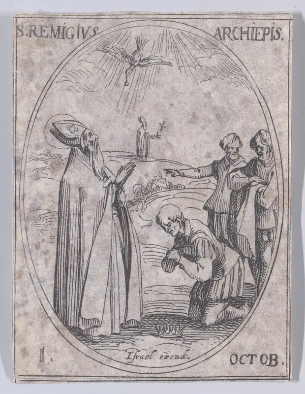 S. Rémy, archevêque (St. Remingius, Archbishop), October 1st, from "Les Images De Tous Les Saincts et Saintes de L'Année" (Images of All of the Saints and Religious Events of the Year) Wall Art by Jacques Callot - High-Resolution Digital Print