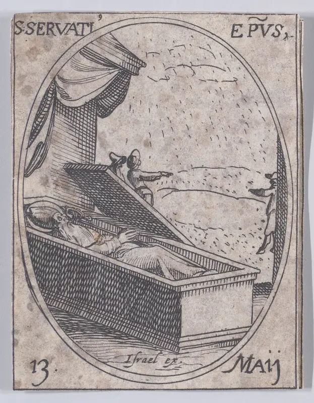 S. Servais, évêque (St. Servatus, Bishop), May 13th, from "Les Images De Tous Les Saincts et Saintes de L'Année" (Images of All of the Saints and Religious Events of the Year) Wall Art by Jacques Callot - High-Resolution Digital Print