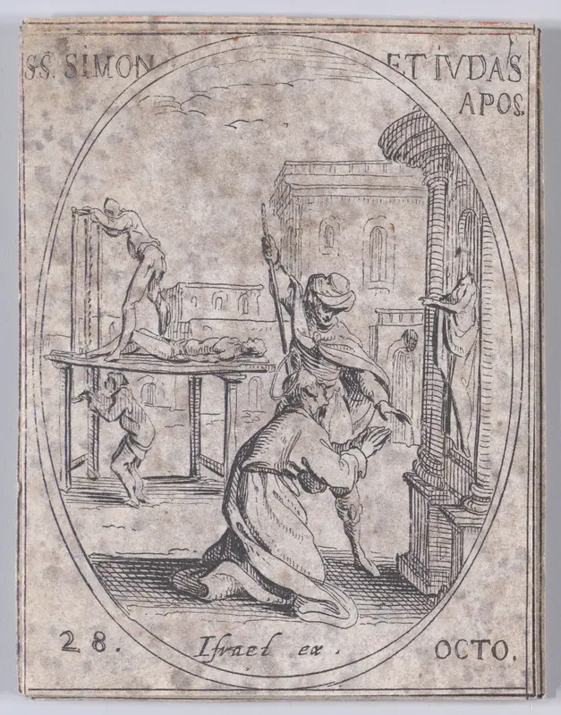 S. Simon et S. Jude, apôtres (St. Simon and St. Jude, Apostles), October 28th, from "Les Images De Tous Les Saincts et Saintes de L'Année" (Images of All of the Saints and Religious Events of the Year) Wall Art by Jacques Callot - High-Resolution Digital Print
