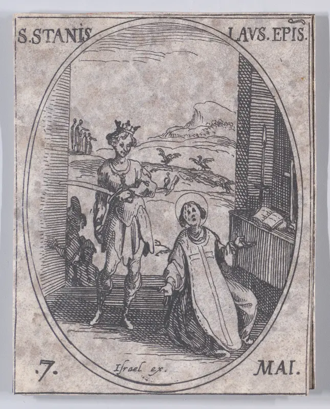 S. Stanislas, évêque (St. Stanislaus, Bishop), May 7th, from "Les Images De Tous Les Saincts et Saintes de L'Année" (Images of All of the Saints and Religious Events of the Year) Wall Art by Jacques Callot - High-Resolution Digital Print