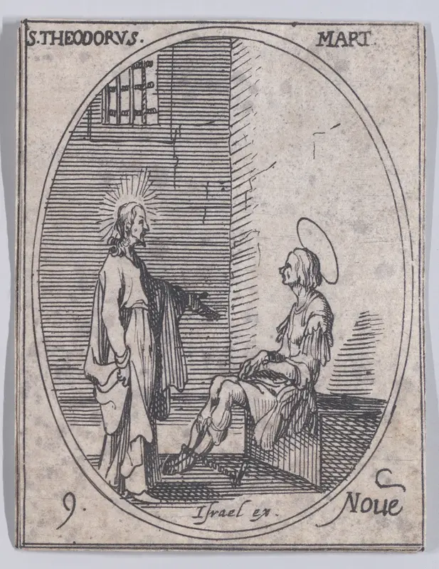 S. Théodore, martyr (St. Theodore Stratelates, Martyr), November 9th, from "Les Images De Tous Les Saincts et Saintes de L'Année" (Images of All of the Saints and Religious Events of the Year) Wall Art by Jacques Callot - High-Resolution Digital Print