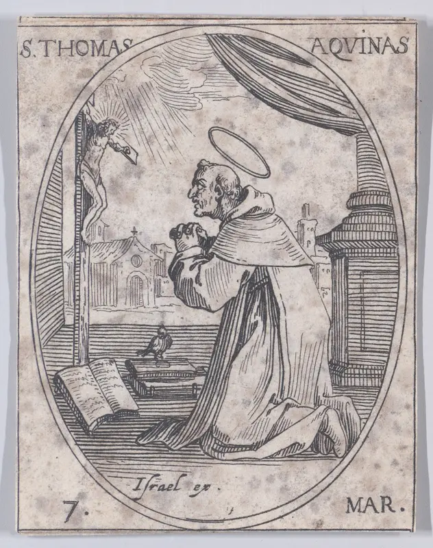 S. Thomas d'Aquin (St. Thomas Aquinas), March 7th, from "Les Images De Tous Les Saincts et Saintes de L'Année" (Images of All of the Saints and Religious Events of the Year) Wall Art by Jacques Callot - High-Resolution Digital Print