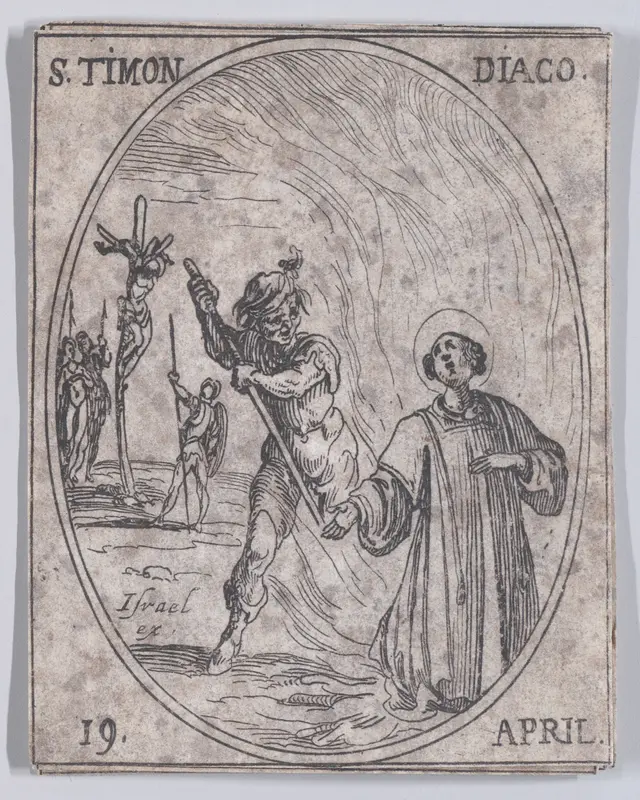 S. Timon, diacre (St. Timon, Deacon), April 19th, from "Les Images De Tous Les Saincts et Saintes de L'Année" (Images of All of the Saints and Religious Events of the Year) Wall Art by Jacques Callot - High-Resolution Digital Print