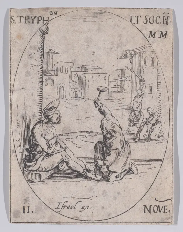 S. Tryphon et Ses Compagnons (St. Tryphon and His Companions), November 11th, from "Les Images De Tous Les Saincts et Saintes de L'Année" (Images of All of the Saints and Religious Events of the Year) Wall Art by Jacques Callot - High-Resolution Digital Print