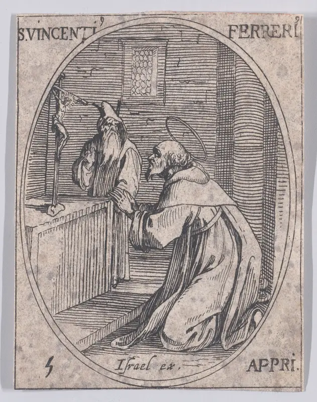 S. Vincent Ferrier (St. Vincent Ferrer), April 5th, from "Les Images De Tous Les Saincts et Saintes de L'Année" (Images of All of the Saints and Religious Events of the Year) Wall Art by Jacques Callot - High-Resolution Digital Print