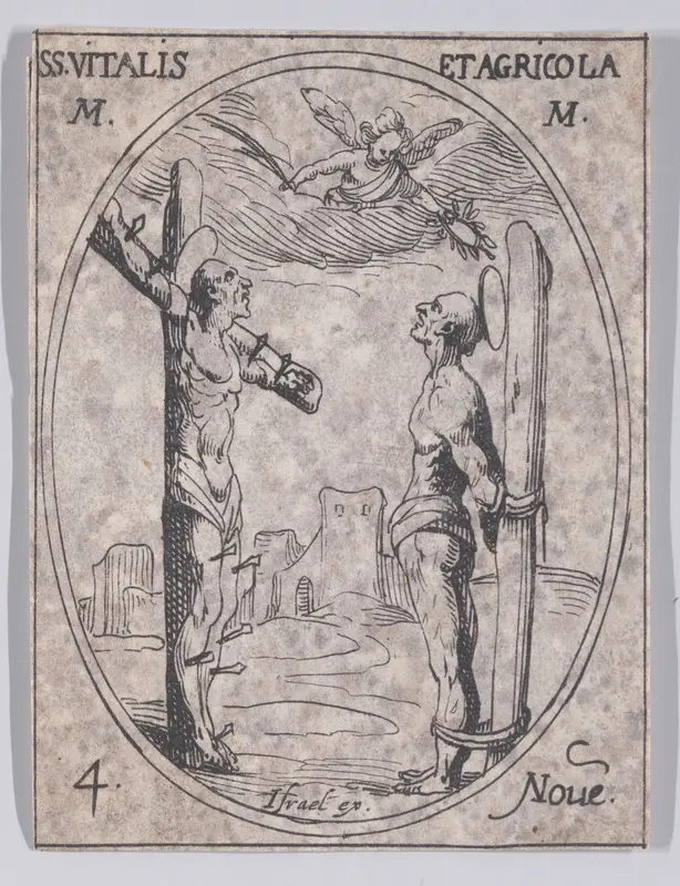 S. Vital et S. Agricole (St. Vitalis and St. Agricola), November 4th, from "Les Images De Tous Les Saincts et Saintes de L'Année" (Images of All of the Saints and Religious Events of the Year) Wall Art by Jacques Callot - High-Resolution Digital Print