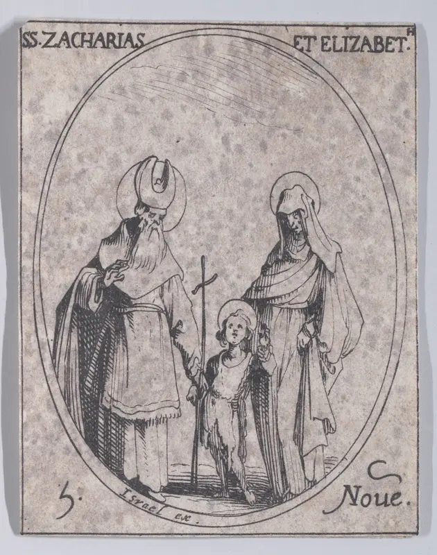 S. Zacharias and S. Elizabeth, November 5th, from "Les Images De Tous Les Saincts et Saintes de L'Année" (Images of All of the Saints and Religious Events of the Year) Wall Art by Jacques Callot - High-Resolution Digital Print