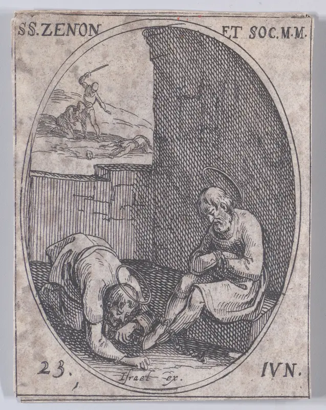 S. Zenon et Ses Compagnons (St. Zeno and His Companions), June 23rd, from "Les Images De Tous Les Saincts et Saintes de L'Année" (Images of All of the Saints and Religious Events of the Year) Wall Art by Jacques Callot - High-Resolution Digital Print