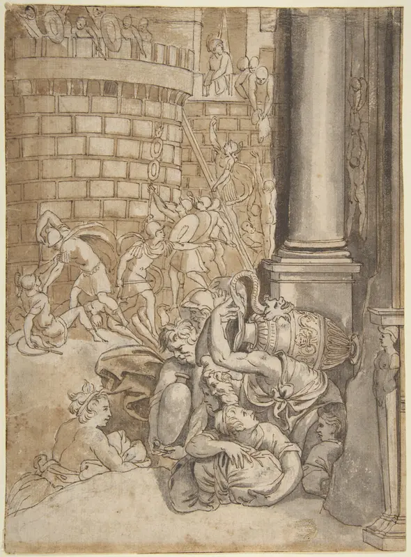 Sack of a City Wall Art by Polidoro da Caravaggio - High-Resolution Digital Print