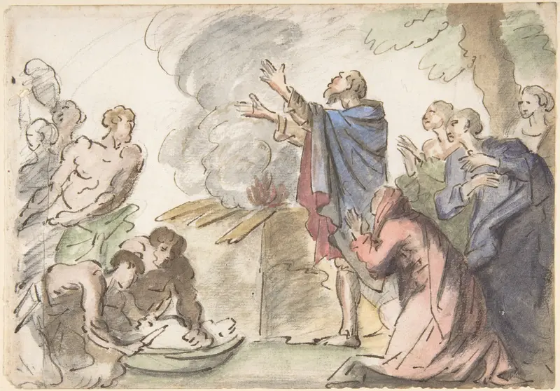 Sacrifice of Noah (?) Wall Art by Anonymous, Italian, 18th century - High-Resolution Digital Print
