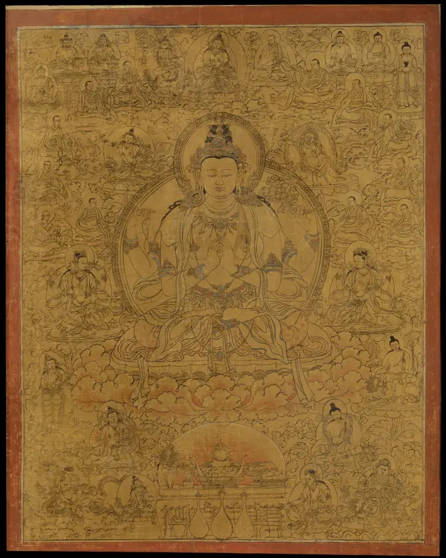 Sadaksari-Lokeshvara Surrounded by Manifestations and Monks Wall Art by Unknown - High-Resolution Digital Print