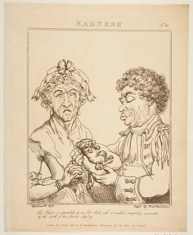 Sadness (Le Brun Travested, or Caricatures of the Passions) Wall Art by Thomas Rowlandson - High-Resolution Digital Print