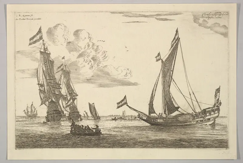 Sailing Vessels and Sloop Wall Art by Reinier Nooms, called Zeeman - High-Resolution Digital Print