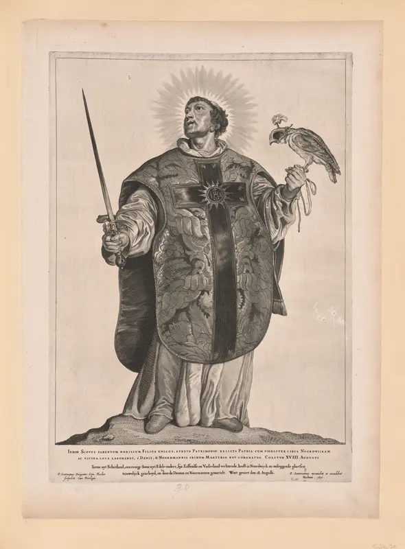 Saint Adalbert of Egmond, from Saints of the North and South Netherlands Wall Art by Cornelis Visscher - High-Resolution Digital Print