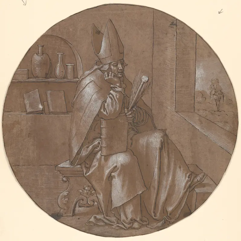 Saint Ambrose Seated in an Interior Wall Art by Anonymous, Netherlandish, 16th century - High-Resolution Digital Print