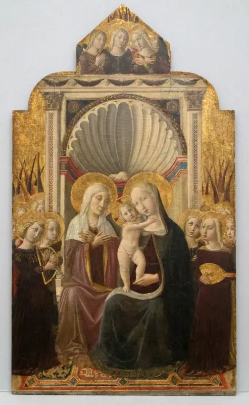 Saint Anne and the Virgin and Child Enthroned with Angels Wall Art by Niccolò Alunno (Niccolò di Liberatore) - High-Resolution Digital Print