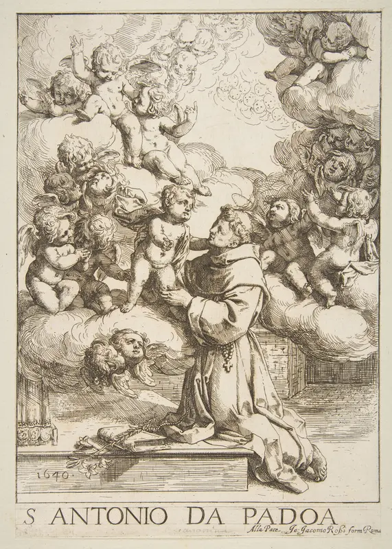 Saint Anthony of Padua adoring the Christ Child, copy after Cantarini Wall Art by Anonymous, Italian, 17th century - High-Resolution Digital Print