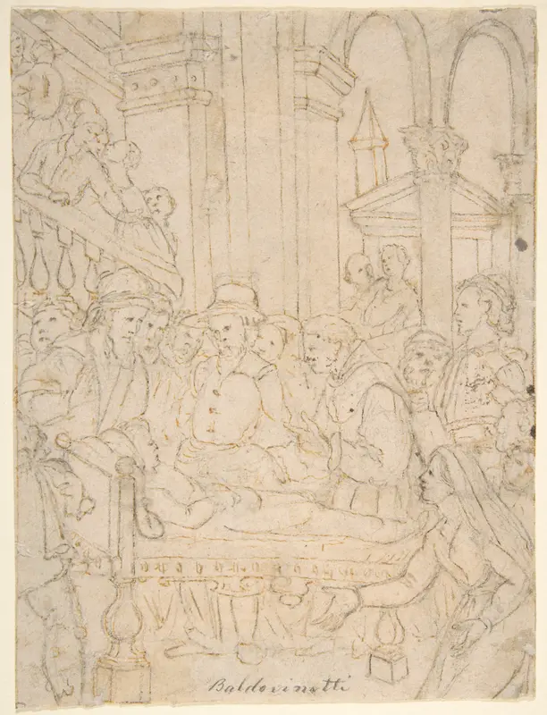 Saint Anthony of Padua Healing a Sick Man (recto); Partial Figural Studies Based on the Composition on the Recto (verso) Wall Art by Tiberio Titi - High-Resolution Digital Print