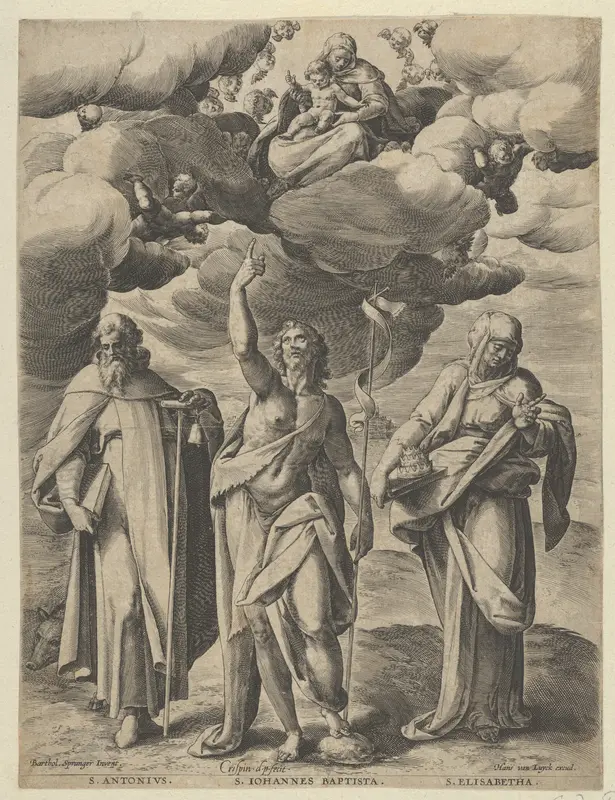 Saint Anthony, Saint John the Baptist, and Saint Elizabeth Wall Art by Crispijn de Passe the Elder - High-Resolution Digital Print