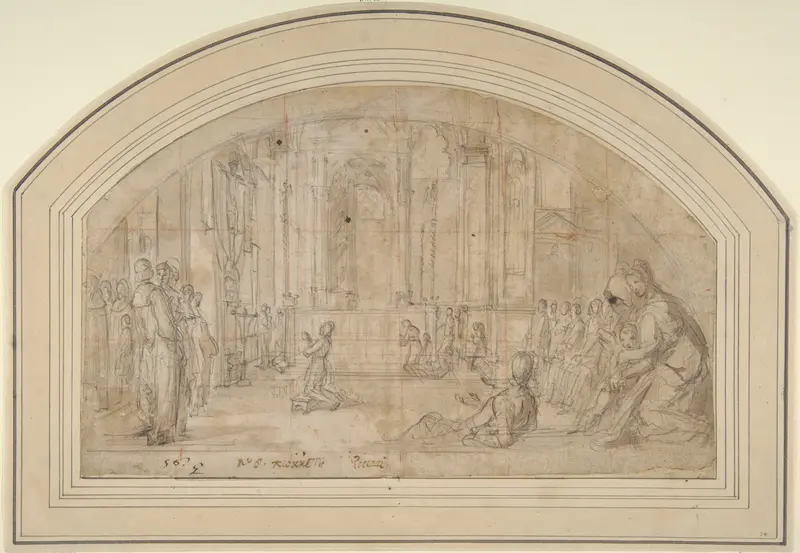 Saint Antoninus Kneeling before the Crucifix in Orsanmichele, Florence Wall Art by Bernardino Poccetti - High-Resolution Digital Print