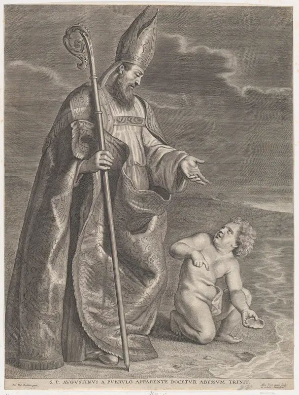 Saint Augustine, appearing to a child on a beach Wall Art by Alexander Voet II - High-Resolution Digital Print