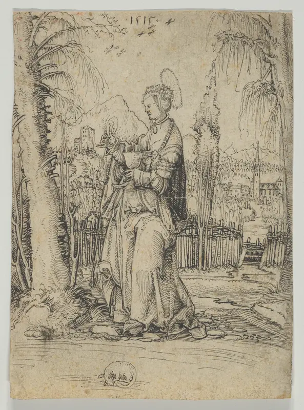 Saint Barbara in a Landscape Wall Art by Anonymous, Swiss, 16th Century - High-Resolution Digital Print