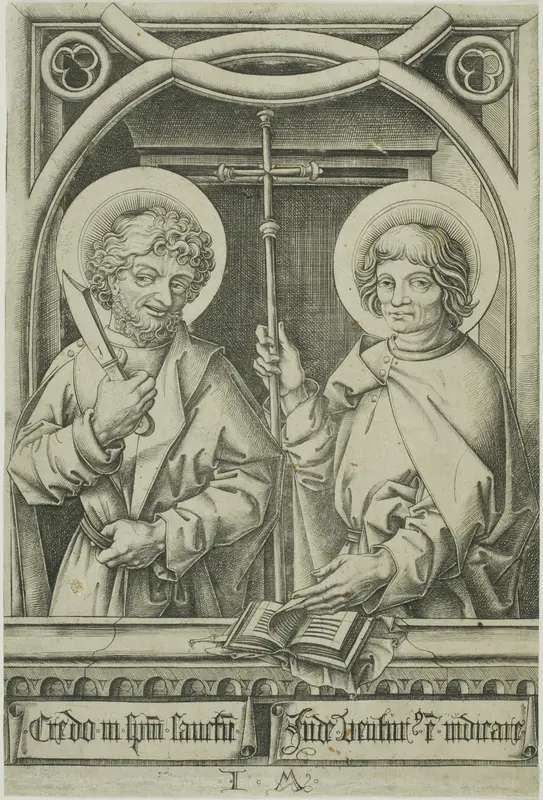 Saint Bartholomew and Saint Philip from The Twelve Apostles Wall Art by Israhel van Meckenem, the younger - High-Resolution Digital Print