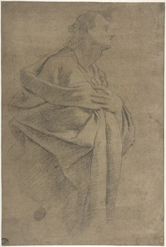 Saint Bartholomew (recto); Study of Drapery and Two Hands (verso) Wall Art by Carlo Bononi (Bonone) - High-Resolution Digital Print