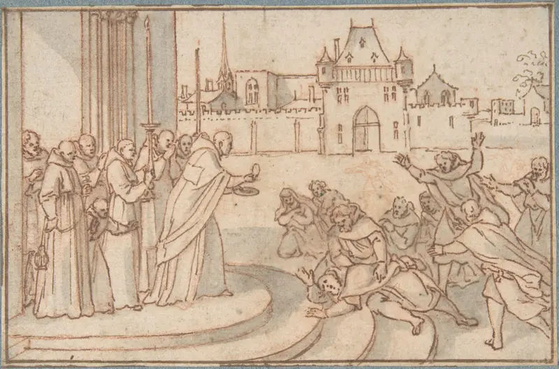Saint Bernard presenting the host to Guillaume X, duc de Guyenne Wall Art by Sébastien Leclerc I - High-Resolution Digital Print