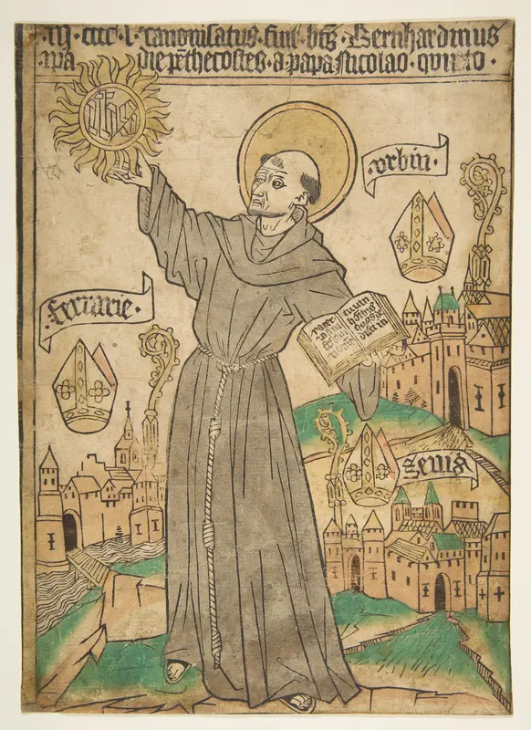 Saint Bernardino of Siena Wall Art by Anonymous, German, Upper Germany, 15th century - High-Resolution Digital Print